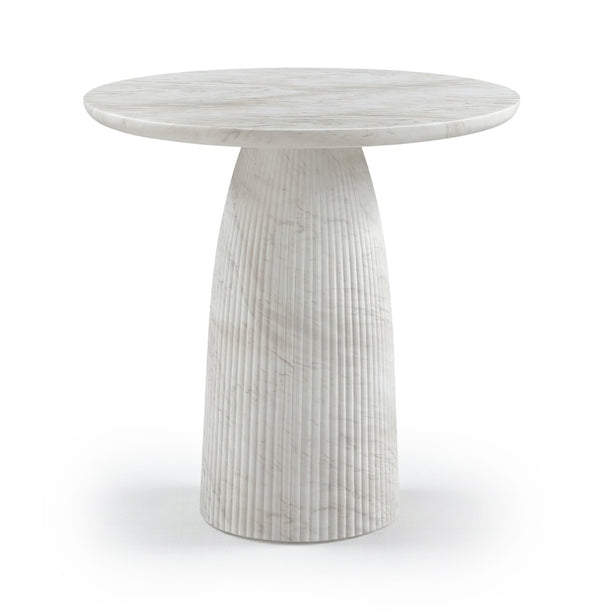 Meridian Furniture Venosa Art Deco Fluted Concrete Counter Height Table for Indoor Outdoor Dining Spaces White 36" W x 36" D x 36" H 765White-T36