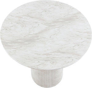 Meridian Furniture Venosa Art Deco Fluted Concrete Counter Height Table for Indoor Outdoor Dining Spaces White 36" W x 36" D x 36" H 765White-T36