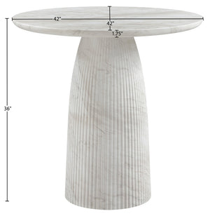 Meridian Furniture Venosa Art Deco Fluted Concrete Counter Height Table for Indoor Outdoor Dining Spaces White 42" W x 42" D x 36" H 765White-T42