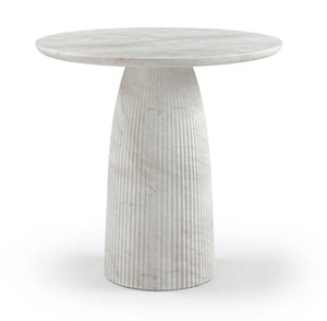 Meridian Furniture Venosa Art Deco Fluted Concrete Counter Height Table for Indoor Outdoor Dining Spaces White 42" W x 42" D x 36" H 765White-T42