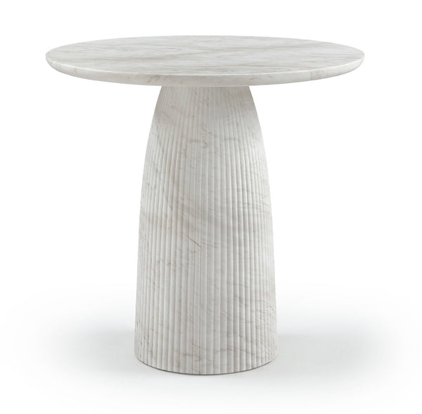 Meridian Furniture Venosa Art Deco Fluted Concrete Counter Height Table for Indoor Outdoor Dining Spaces White 42" W x 42" D x 36" H 765White-T42