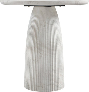 Meridian Furniture Venosa Art Deco Fluted Concrete Counter Height Table for Indoor Outdoor Dining Spaces White 42" W x 42" D x 36" H 765White-T42