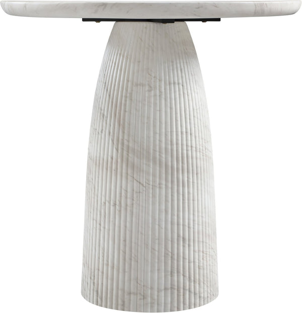 Meridian Furniture Venosa Art Deco Fluted Concrete Counter Height Table for Indoor Outdoor Dining Spaces White 42" W x 42" D x 36" H 765White-T42