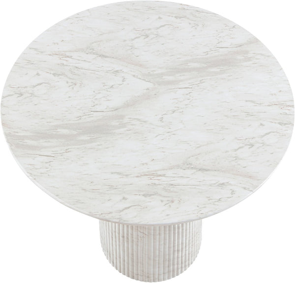 Meridian Furniture Venosa Art Deco Fluted Concrete Counter Height Table for Indoor Outdoor Dining Spaces White 42" W x 42" D x 36" H 765White-T42