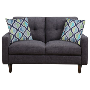 English Elm Gavito Grey Tufted Loveseat with Track Arms — Vintage-Inspired Comfort, Plush Cushions & Sleek Style B062P328607