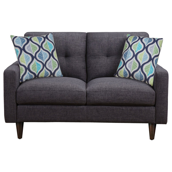 English Elm Gavito Grey Tufted Loveseat with Track Arms — Vintage-Inspired Comfort, Plush Cushions & Sleek Style B062P328607