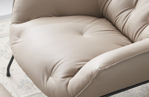 English Elm Zusa Khaki Top Grain Leather Accent Chair & Ottoman with Metal Legs, Full Foam Comfort, 19" Seat Height B2726S00390