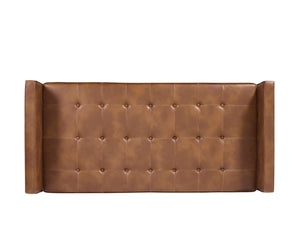 Sunpan DONNIE Bench - Tobacco Tan Faux Leather with Black Birch Base, Stylish Mid-Century Design for Any Space 108572
