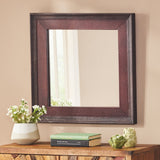 Christopher Knight Home® - Noble House - Bearden Handcrafted Boho Leather Square Wall Mirror, Antique Brown