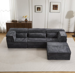 English Elm Compression Mahjong Sofa: Versatile Modular Floor Bed With Plush Fleece, No Assembly & Cozy Design W3723S00025