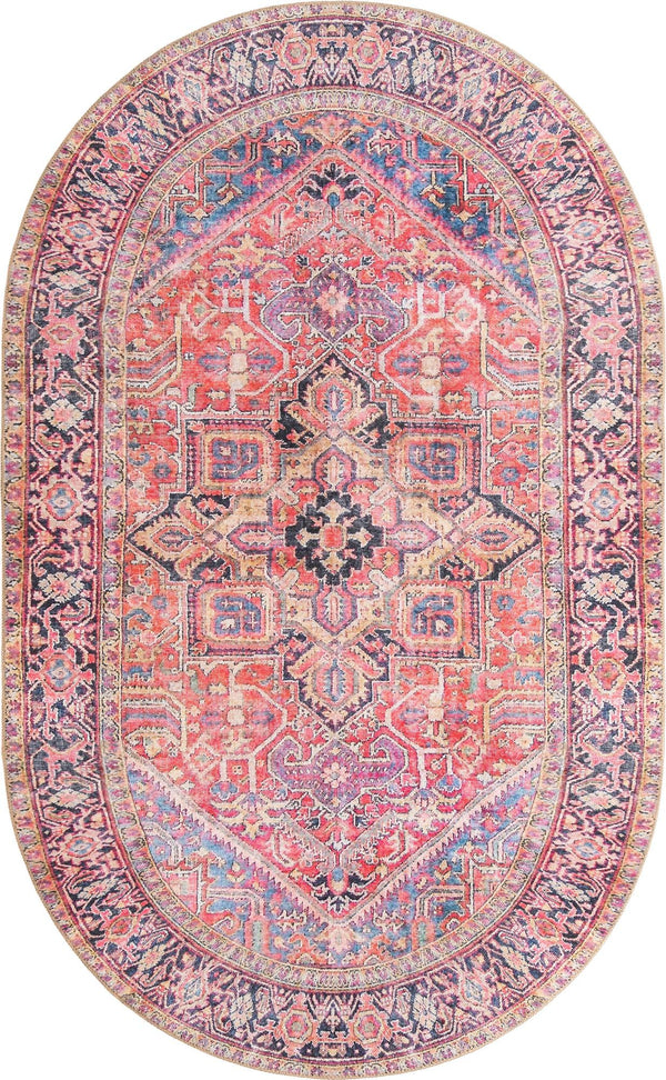 Unique Loom Timeless Simon Machine Made Abstract Rug Red, Beige/Blue/Brown/Green/Violet/Navy Blue 5' 1" x 8' 0"
