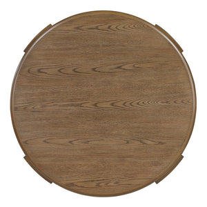 English Elm Brown Round Swivel Top Coffee Table with Oak Veneer, Open Shelf & Casters for Stylish Living Brown 41 L x 41 W x 10 H B011P351964