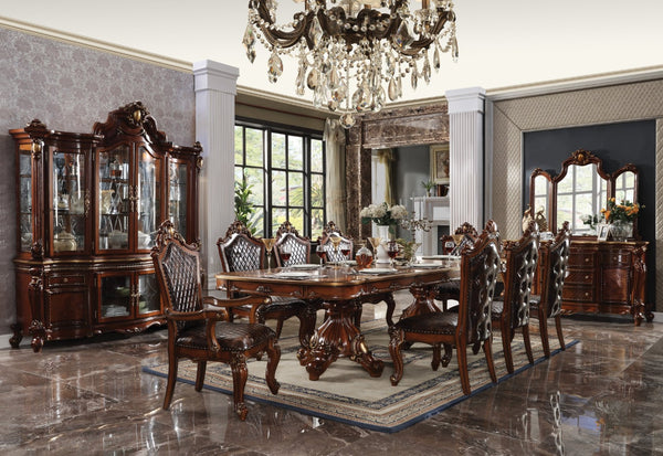 English Elm Picardy Button Tufted Pu Leather Arm Chairs Set of 2 with Queen Anne Carved Frame B2726P462330