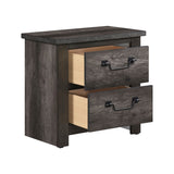 English Elm Gray Finish 2-Drawers Storage Nightstand 1 Piece Wooden Furniture Traditional Design Bedside Cabinet