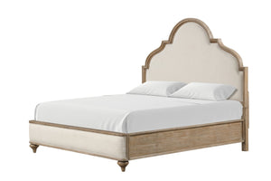 English Elm Rustic Oak 3-Piece Eastern King Bed Set With Upholstered Headboard & Nightstands - Timeless Elegance B2741S00418-GIGA