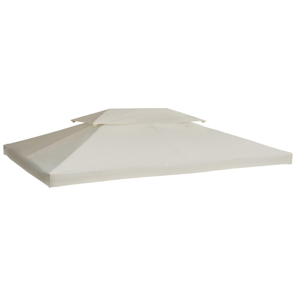 English Elm Outsunny Two-tier Vented Gazebo Replacement Canopy Uv Polyester Cover Cream White W2225P200888
