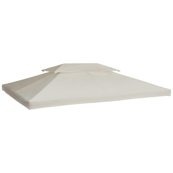 English Elm Outsunny Two-tier Vented Gazebo Replacement Canopy Uv Polyester Cover Cream White W2225P200888