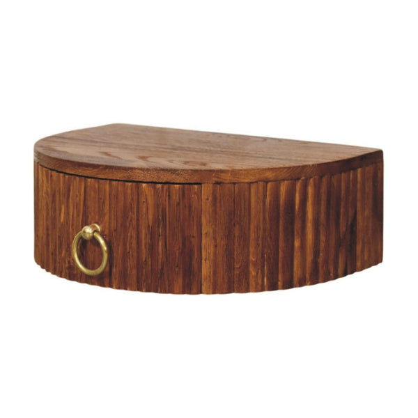 English Elm Artisan Solid Oak Wall Mounted Floating Nightstand with Ring Pull Handcrafted Finish B182P442344