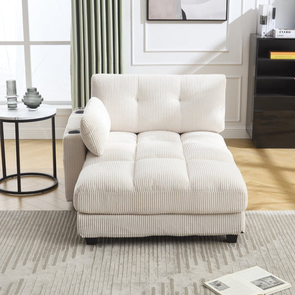 English Elm United Cozy Cloud Sleeper Sofa Bed & Oversized Chaise Lounge With Usb, Storage & Cup Holders W1568S00161-GIGA