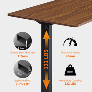 English Elm Electric Standing Desk with Steel Frame Mahogany Top for Home Office Productivity W1769P498654
