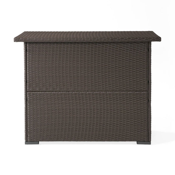 English Elm Trinidad Outdoor Resin Wicker Bar Table with Cabinet Storage for Patio Entertaining N772P368972D