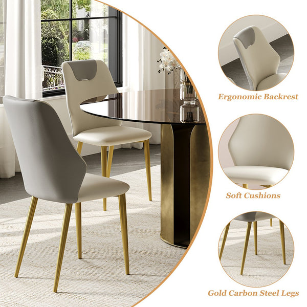 English Elm 59-Inch Modern Round Dining Table Set - Dark Brown Glass Top With Antique Copper Steel Base For 8 W509S00148