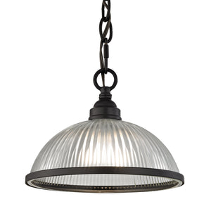 Thomas Lighting Liberty Park Ribbed Glass Dome Mini Pendant Brushed Chain Ceiling Kitchen Light Bronze 9 inches 7661PS/10