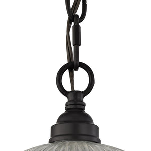 Thomas Lighting Liberty Park Ribbed Glass Dome Mini Pendant Brushed Chain Ceiling Kitchen Light Bronze 9 inches 7661PS/10