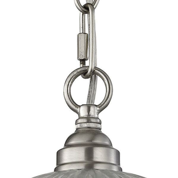 Thomas Lighting Liberty Park Ribbed Glass Dome Mini Pendant Brushed Chain Ceiling Kitchen Light Nickel 9 inches 7661PS/20