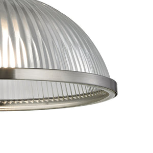 Thomas Lighting Liberty Park Ribbed Glass Dome Mini Pendant Brushed Chain Ceiling Kitchen Light Nickel 9 inches 7661PS/20