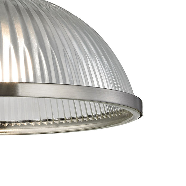 Thomas Lighting Liberty Park Ribbed Glass Dome Mini Pendant Brushed Chain Ceiling Kitchen Light Nickel 9 inches 7661PS/20