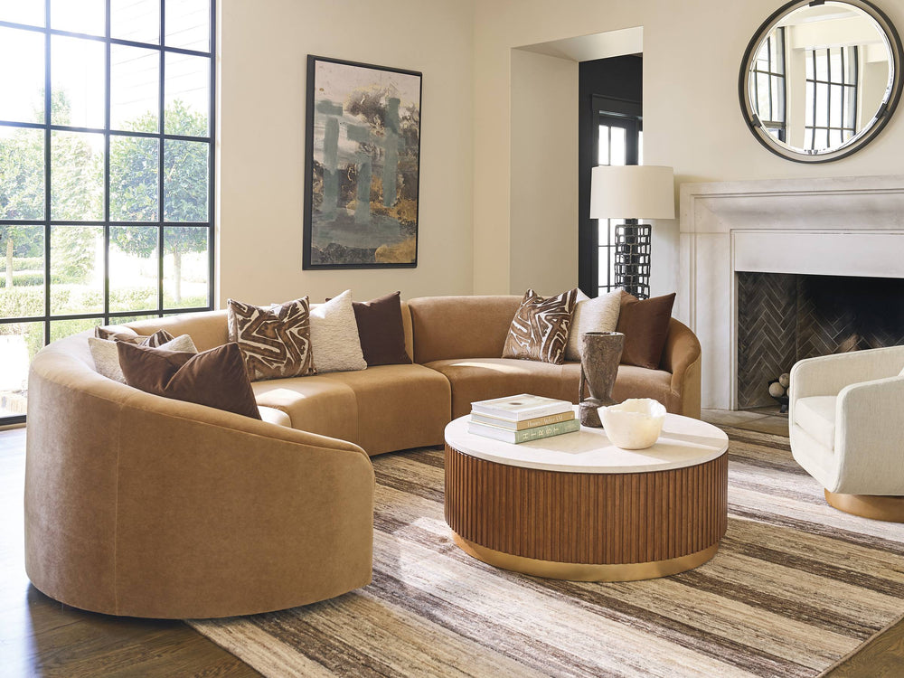 Lexington Alston Sectional Sofa with Fluted Detail and Gold Accents for Mid-century Living Room Style 134.50W x 127.00D x 42.00H 7662-50S-60