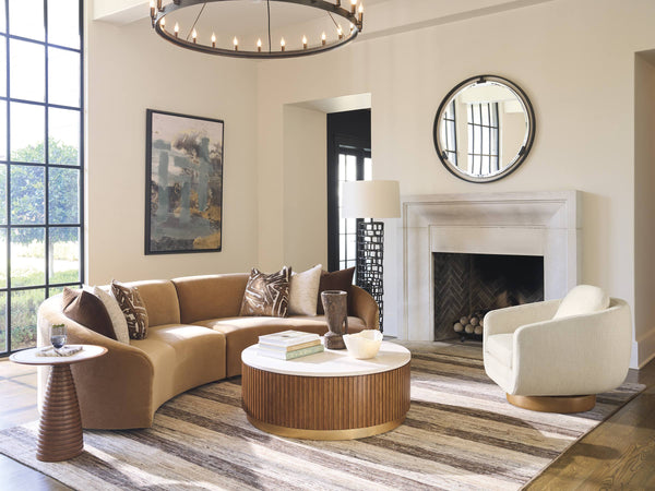 Lexington Alston Sectional Sofa with Fluted Detail and Gold Accents for Mid-century Living Room Style 120.50W x 76.50D x 30.50H 7662-50S-61