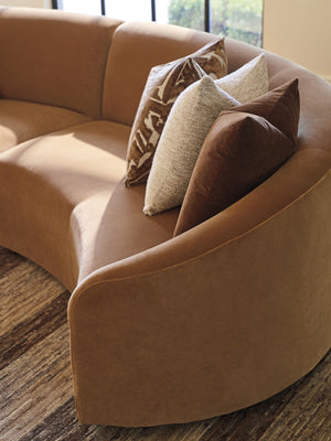 Lexington Alston Raf Sofa Fluted Upholstered Seating with Satin Gold Accents Mid-century Living 7662-53R-60
