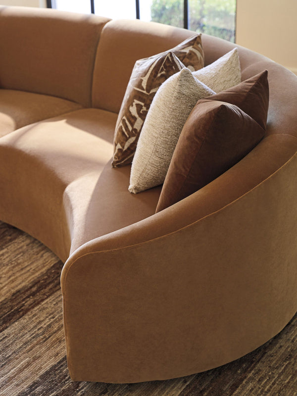 Lexington Alston Raf Sofa Fluted Upholstered Seating with Satin Gold Accents Mid-century Living 7662-53R-60