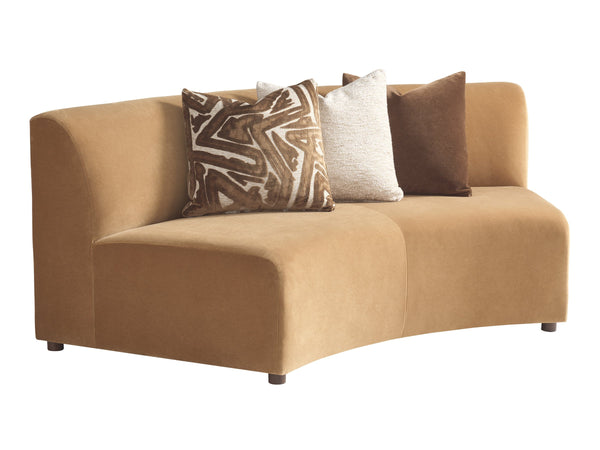 Lexington Alston Fluted Armless Curved Sofa Mid-century Sculptural Seating with Satin Gold Trim 7662-83A-60