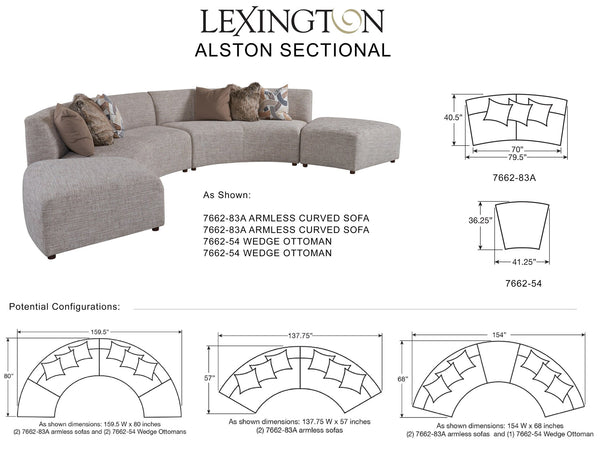 Lexington Alston Sectional Sofa - Relaxed Contemporary Design With Rich Earthy Tones And Elegant Accents   7662-83s-40