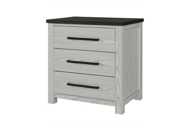 24 Inch Beige Wood Two Drawer Nightstand for Bedroom Storage and Bedside Style