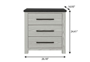 24 Inch Beige Wood Two Drawer Nightstand for Bedroom Storage and Bedside Style