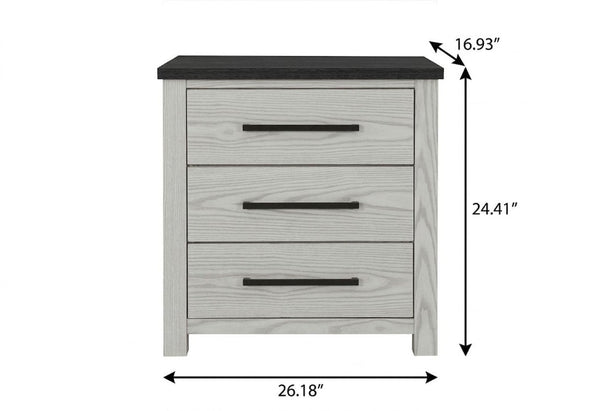 24 Inch Beige Wood Two Drawer Nightstand for Bedroom Storage and Bedside Style