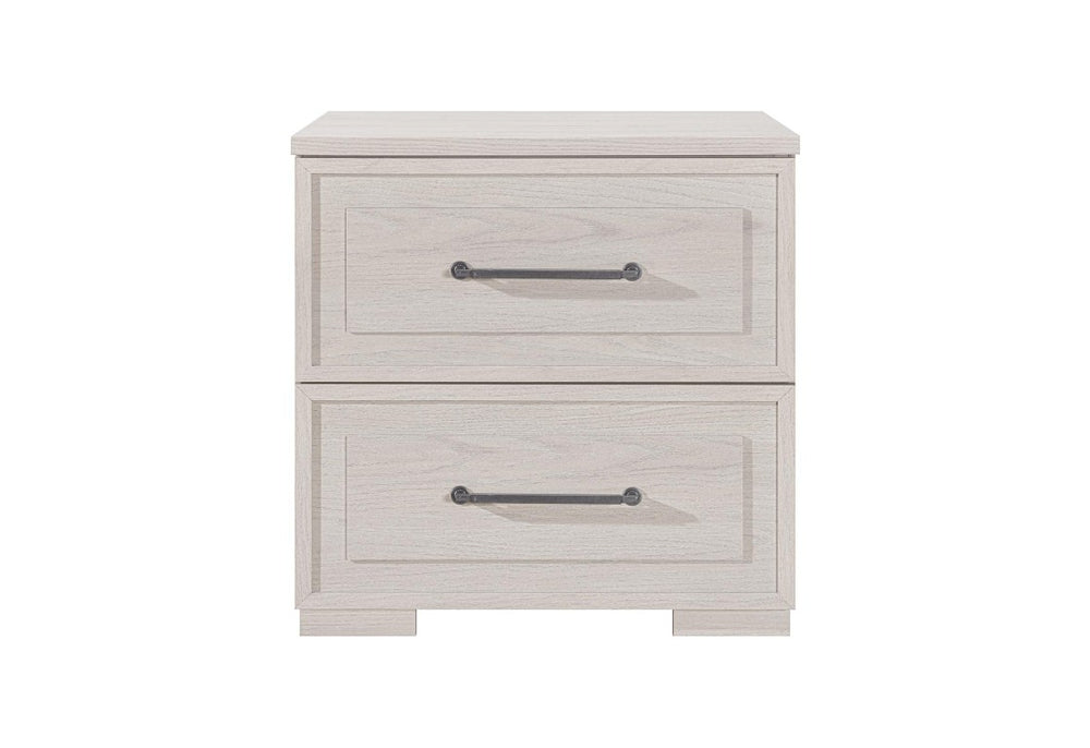 HomeRoots 26 Inch Wood Two Drawer Nightstand for Bedroom Storage and Elegant Bedside Style Beige 27.01" W x 25.98" H x 17.99" D 766216