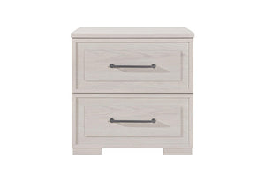 HomeRoots 26 Inch Wood Two Drawer Nightstand for Bedroom Storage and Elegant Bedside Style Beige 27.01" W x 25.98" H x 17.99" D 766216