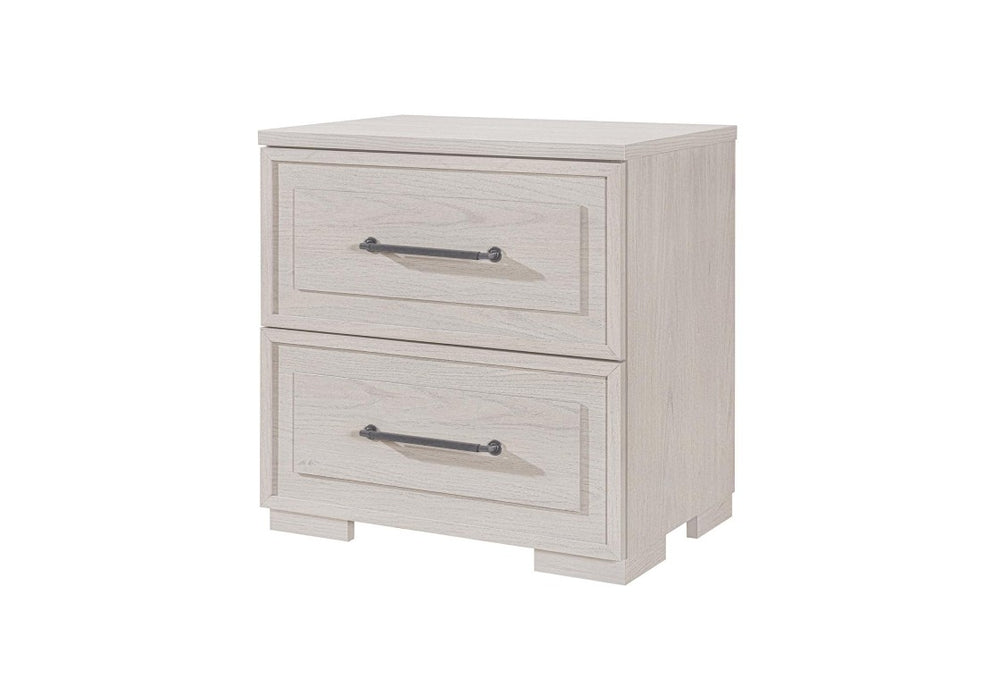 HomeRoots 26 Inch Wood Two Drawer Nightstand for Bedroom Storage and Elegant Bedside Style Beige 27.01" W x 25.98" H x 17.99" D 766216