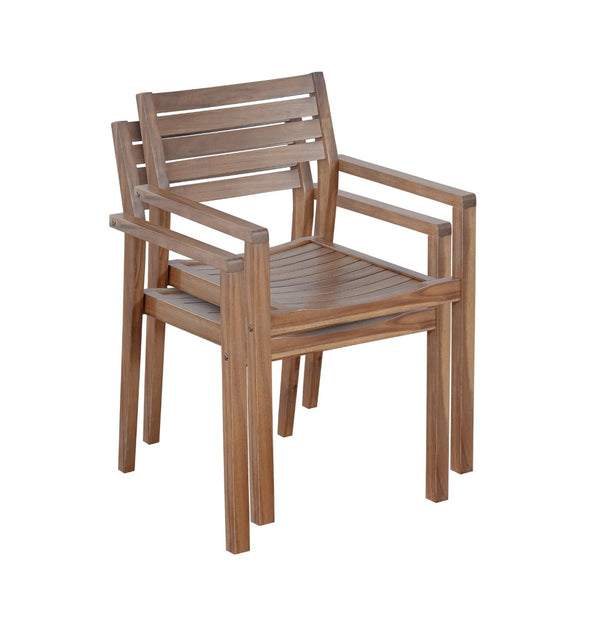 English Elm U_style Solid Acacia Wood Outdoor Dining Set Seats Four with Umbrella Hole Patio Light Brown,Light Gray WY000477AAD