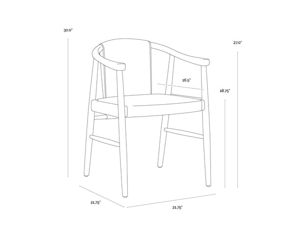 Sunpan Aran Dining Armchair - Mid-century Onyx Leather With Solid Oak Frame For Timeless Elegance Black Leather 111987