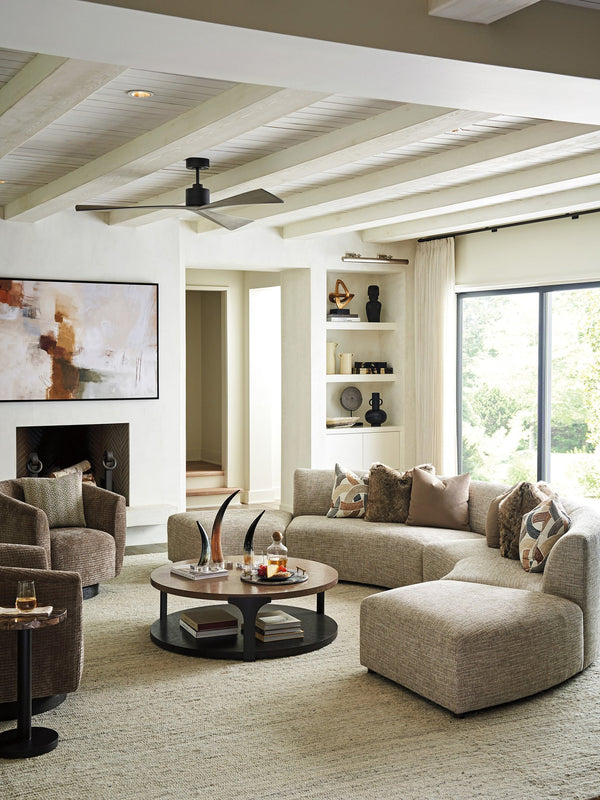 Lexington Kampala Round Accent Table - Elegant Dark Emperador Marble Top With Stylish Metal Pedestal Base Senegal  416-950