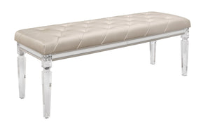English Elm CROSS Glam Champagne Bench with Tufted Padded Seat, Acrylic Legs & Solid Wood Frame for Paris Bedroom Decor B201P215894