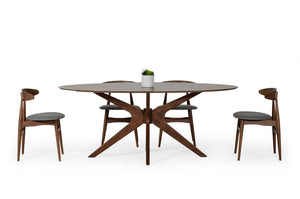 VIG Furniture Prospect Oval Walnut Dining Table With Sculptural X-Base, Mid-Century Meets Industrial Style, Seats 6-8 VGMAMIT-5276-1