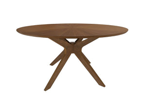 VIG Furniture Prospect Walnut 59" Round Dining Table With Sunburst Veneer, Beveled Edge & Solid Wood Base — Seats 6 VGMAMIT-5276-2
