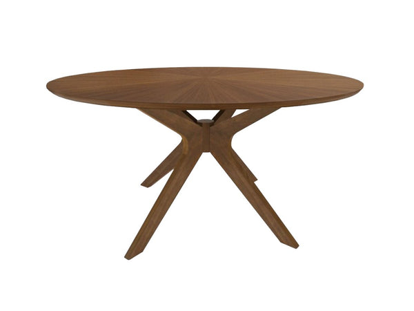 VIG Furniture Prospect Walnut 59" Round Dining Table With Sunburst Veneer, Beveled Edge & Solid Wood Base — Seats 6 VGMAMIT-5276-2